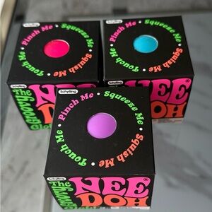 Schylling NeeDoh Squeeze Toy - Purple (3-Pack with Pink & Blue)